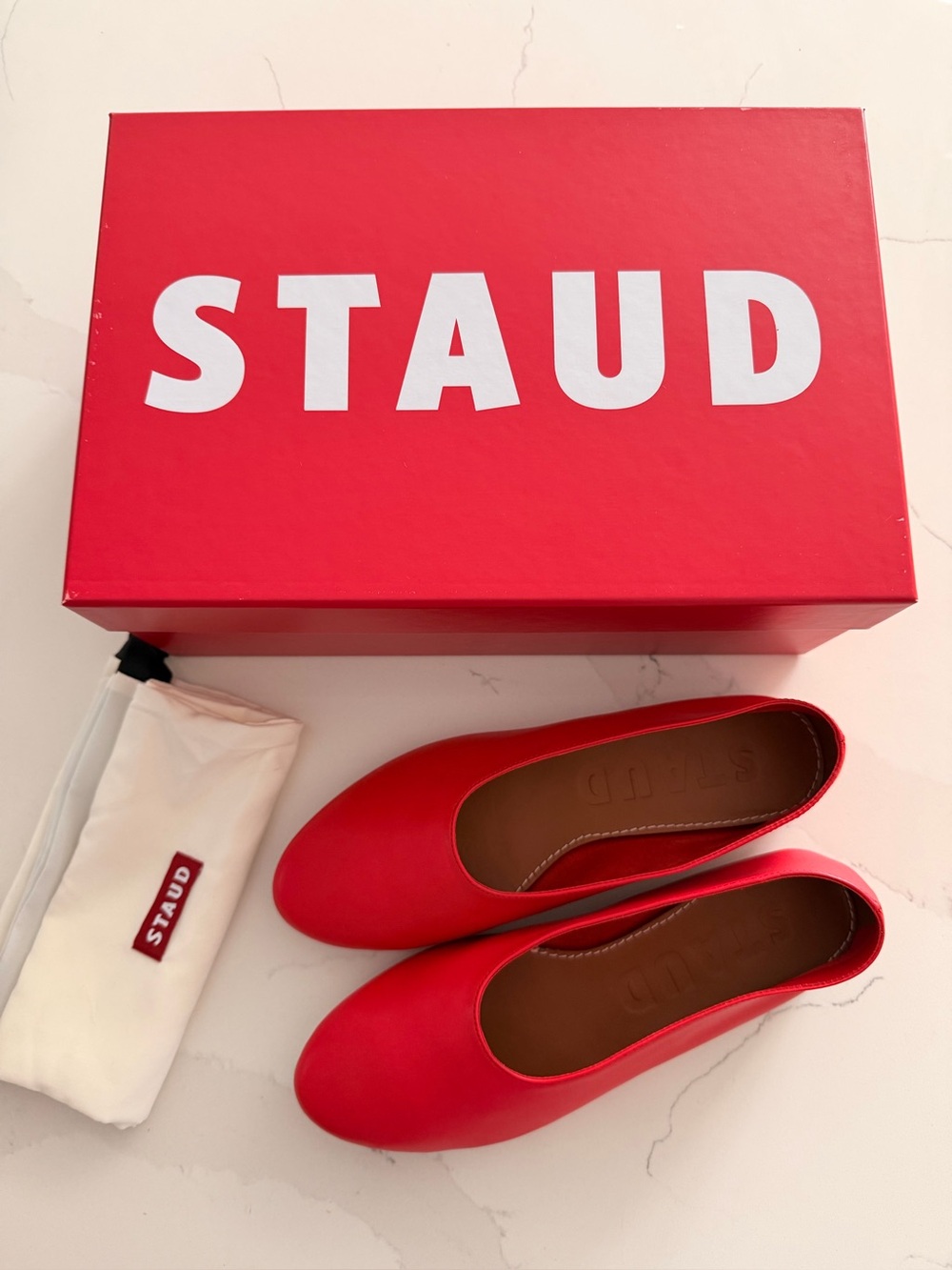 Staud Alba leather ballet flats Red size 37.5 - Picture 2 of 13